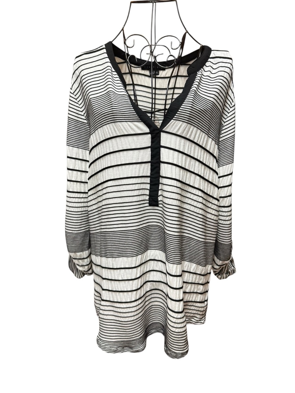 Sanctuary Black & White Striped V-Neck Tunic Large
